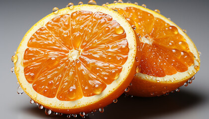 Freshness and vitality in a juicy, ripe, citrus fruit slice generated by AI
