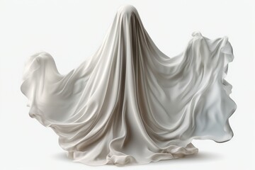 White draped fabric figure with arms outstretched