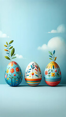 Fototapeta premium colorful easter eggs, generative AI