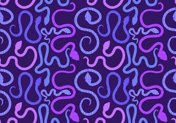 Christmas cartoon animals seamless snake pattern for new year wrapping paper and fabrics 