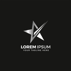 Star logo Silver, vector illustration, elegant, with black background color