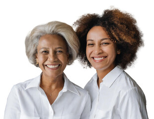 Dos mujeres sonriendo afroamericanas, madre e hija - obrazy, fototapety, plakaty
