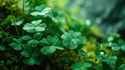 The natural charm of clover leaves unfolds, leaving a tranquil space for text to deliver a message