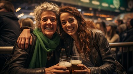 Fototapeta premium women celebrating saint patrick's day drinking beer