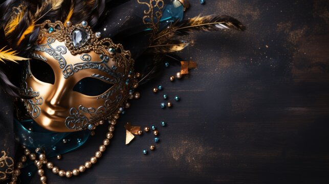 carnival background or banner with mask and copy space