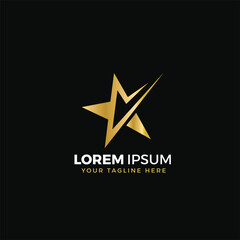 Obraz premium Star logo gold, vector illustration, elegant, with black background color