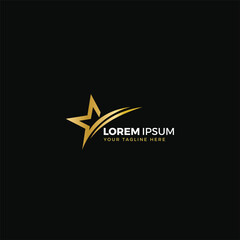 Star logo gold, vector illustration, elegant, with black background color