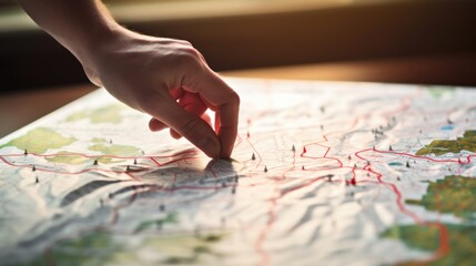 Closeup of a hand drawing a winding path on a blank map, symbolizing the need for a clear and deliberate strategy in navigating the journey of personal and professional growth.