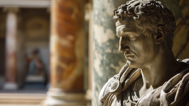 Sculpture of a Roman emperor with intricate details
