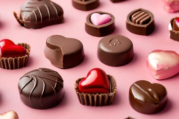 Obraz na płótnie Canvas Praline chocolate, Pralinés & Truffles, valentine's day praline chocolate, valentine's day gift ideas