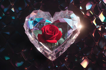  crystal rose heart 07 AI generated