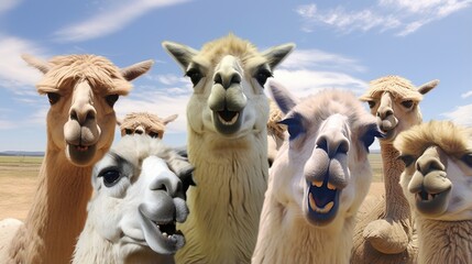 A group of llamas taking a selfie