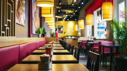 Fotobehang detail of modern eastern fast-food cafe. Ai Generative © Witri