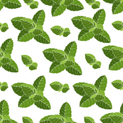 Seamless pattern with green mint leaves.Vector graphics.  © Катерина Якубович