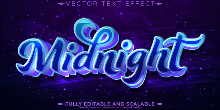 Midnight ext effect, editable dark and neon text style