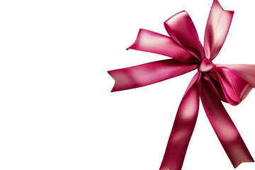 Elegant Gift Card With Magenta And Red Ribbon And Floral Shape On Transparent Background