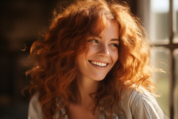 Fototapeta premium Redhead woman portrait, natural beauty