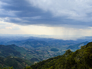  Panoramic View of Mountains Under a Cloudy Sky