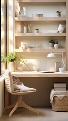 Obraz na płótnie Canvas Home office with natural light and plants,