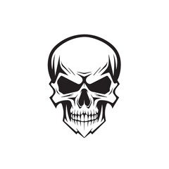 Skull in cartoon, doodle style . Image for t shirt. Isolated 2d vector illustration in logo, icon, sketch style, Eps 10, black and white. AI Generative
