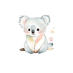 Cute animal koala watercolor illustration.