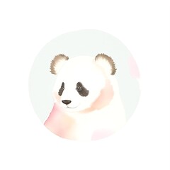 Panda watercolor portrait, generative ai cute illustration.