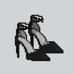 Fototapeta premium Pixel art illustration High Heels. Pixelated High Heels. High Heels Fashion pixelated for the pixel art game and icon for website and video game. old school retro.