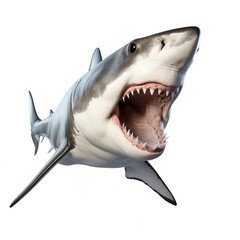 Great white shark with mouth wide open
