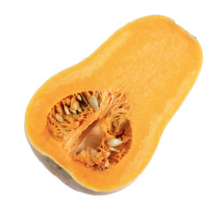 Half pumpkin on transparent background. Cucurbita moschata.