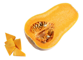 Half pumpkin on transparent background. Cucurbita moschata.