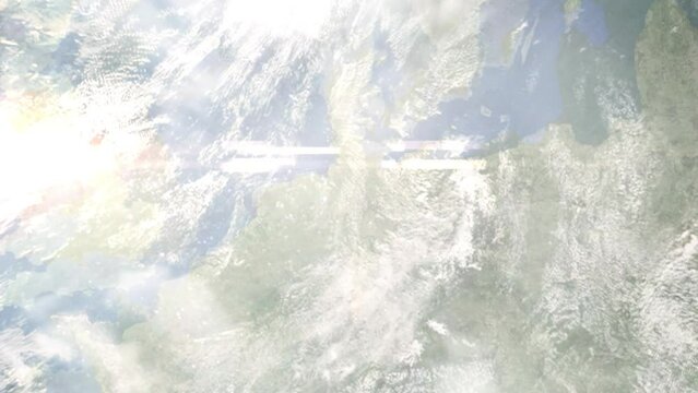 Zoom in from space and focus on Rotenburg an der Wumme, Germany. 3D Animation. Background for travel intro. Elements of this image furnished by NASA.