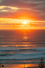 Fototapeta na wymiar Golden Sunrise Over Gold Coast Beach