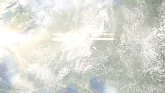 Zoom in from space and focus on Roth, Germany. 3D Animation. Background for travel intro. Elements of this image furnished by NASA.