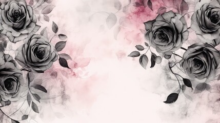 flowers watercolor roses background illustration pink romantic, soft petals, water colors flowers...