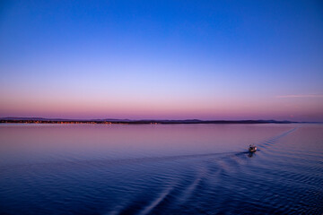 Sunrise. Sailing in Zadar waterfront summer view, Croatia