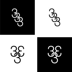 333 initial letter monogram logo design set