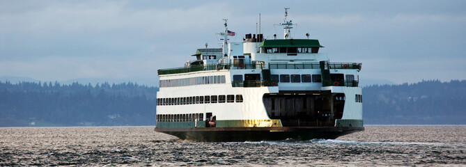 4K Ultra HD Image: Passenger and Car Ferry in Puget Sound, Washington State USA - Maritime...