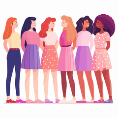 design vector illustration simple flat character of women's differences and equality International Women's Day 08 march 