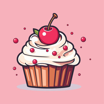 mascot cupcake logo vector illustration isolated with sweet color background for logo shop