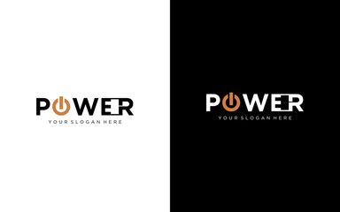 power energy logo design. Vector illustration of power typography and thunder. Modern logo design vector icon template