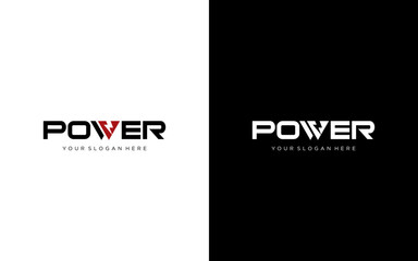 power energy logo design. Vector illustration of power typography and thunder. Modern logo design vector icon template