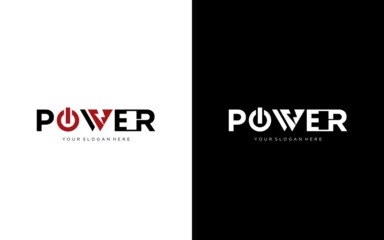 Foto op Canvas power energy logo design. Vector illustration of power typography and thunder. Modern logo design vector icon template © arbain