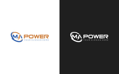 power energy logo design. Vector illustration of power typography and thunder. Modern logo design vector icon template