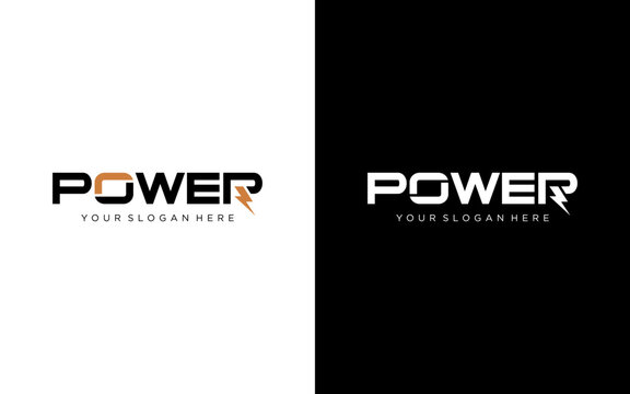 power energy logo design. Vector illustration of power typography and thunder. Modern logo design vector icon template