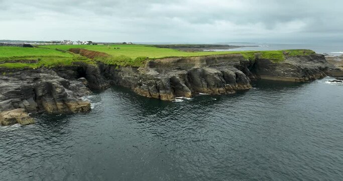 Rocky and stony shore of the sea and ocean 4k