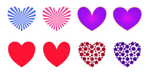 Decorative hearts collection – Vector hearts set – Love symbols for wedding card decorations