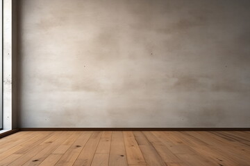 Empty room with wooden floor and white wall