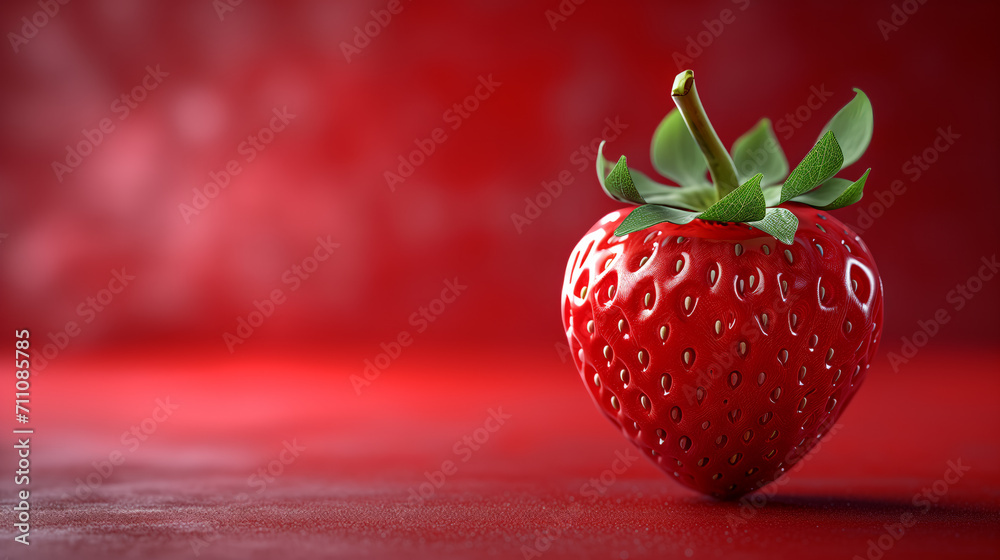 Poster fresh strawberry on red background