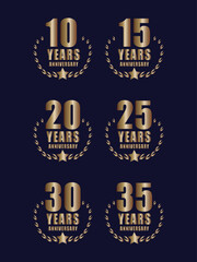 Fototapeta premium ANNIVERSARY BADGE VECTOR 10,15,20,25,30 AND 35 YEARS