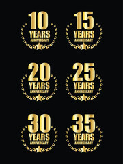 Fototapeta premium ANNIVERSARY BADGE VECTOR 10,15,20,25,30 AND 35 YEARS